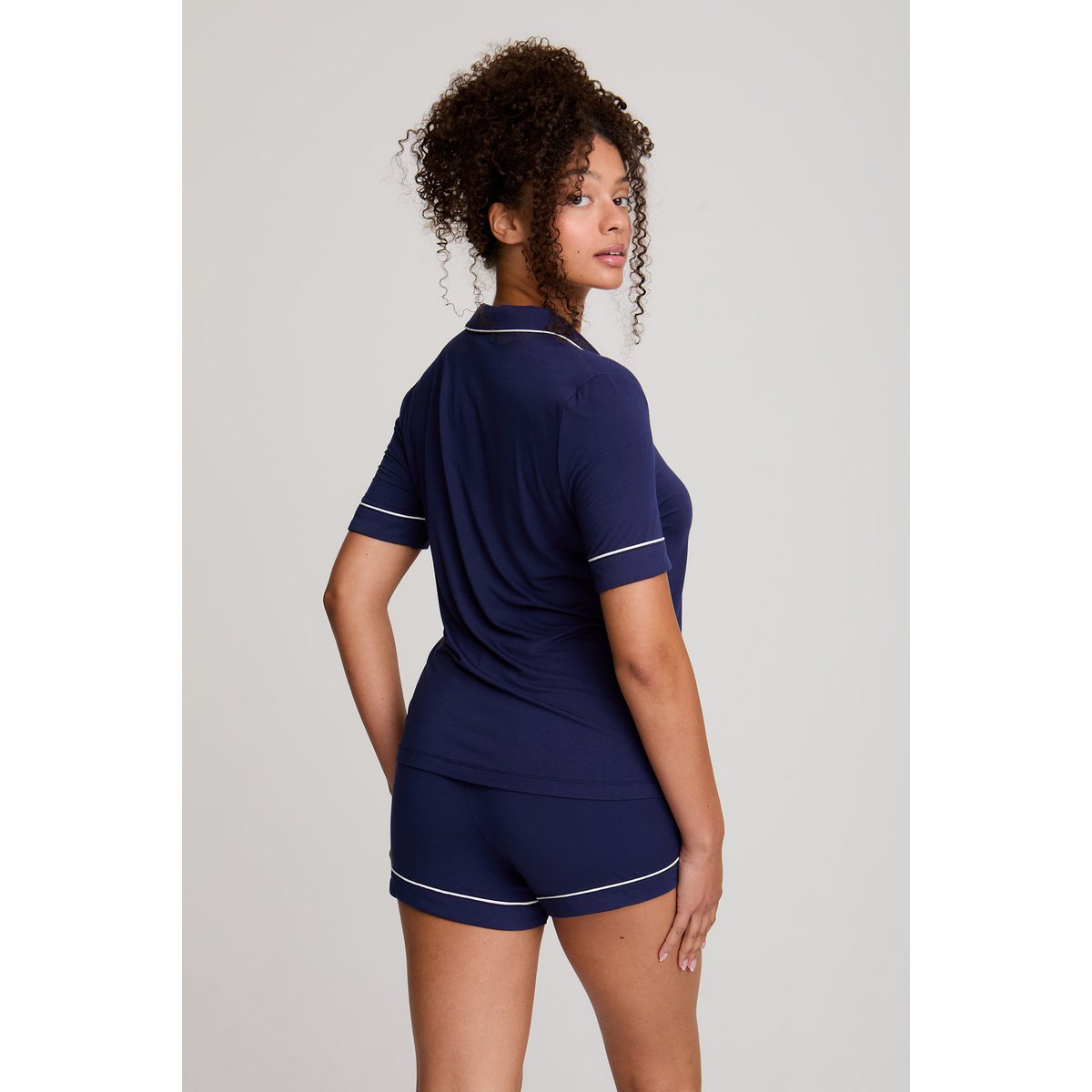 Bamboo Shirt Short Set in Midnight