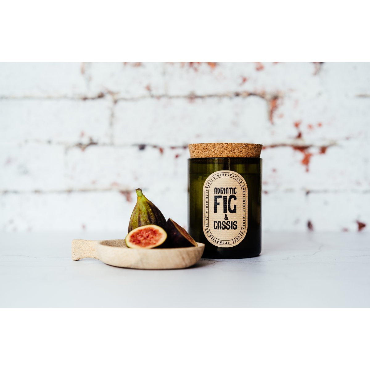 Adriatische Fig & Cassis Sojawas Kaars - Groen Glas