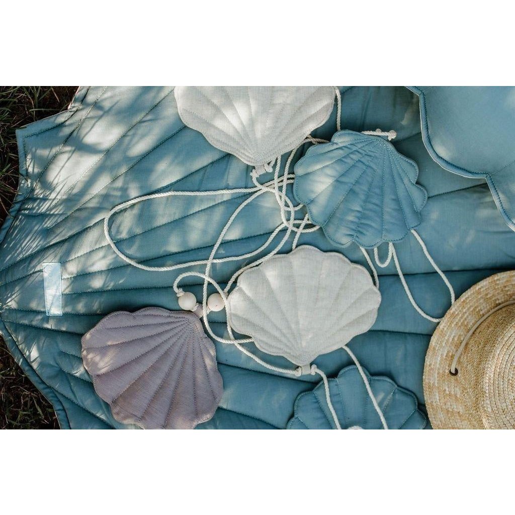 Leinengirlande „Dirty Blue“ mit Muscheln