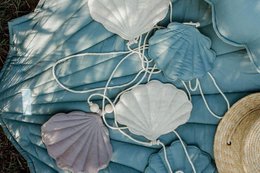 Leinengirlande „Dirty Blue“ mit Muscheln