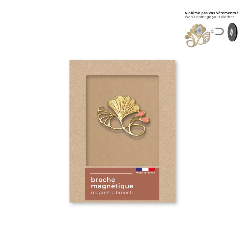 art nouveau magnetic brooch - coral leaf