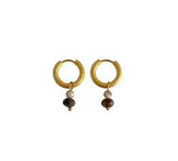 Ohrringe aus Labradorit und Zebra-Feldspat – Gold