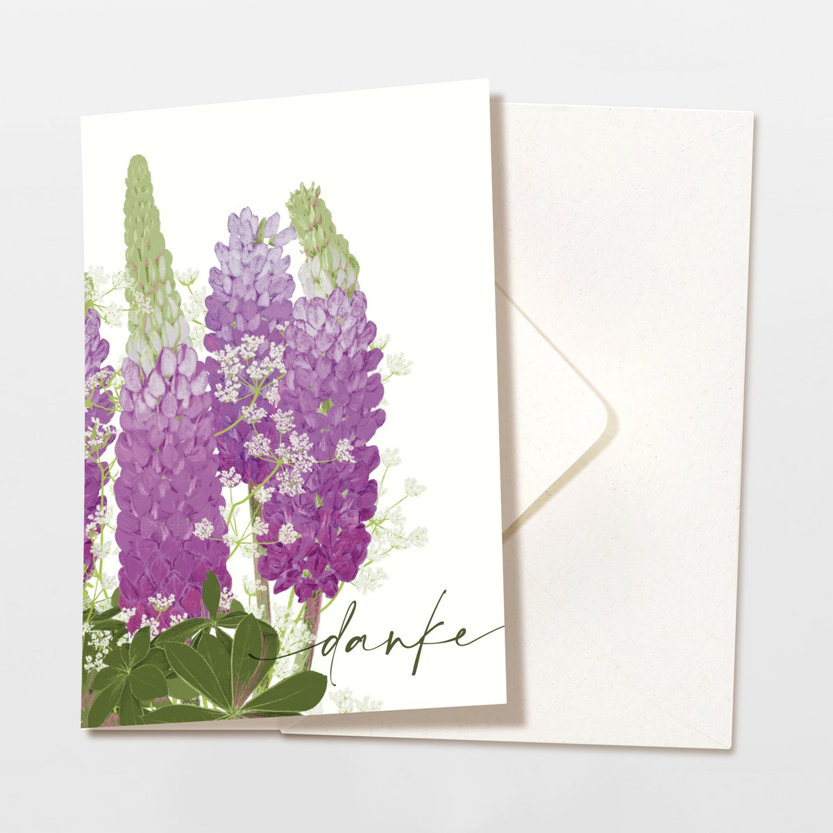 Klappkarte 'danke' lila Blumen, inkl. Umschlag