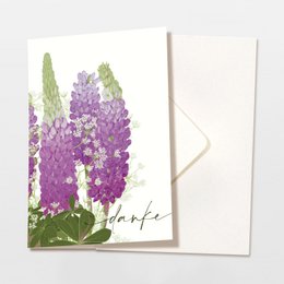 Foldekort 'tak' lilla blomster, inklusive kuvert