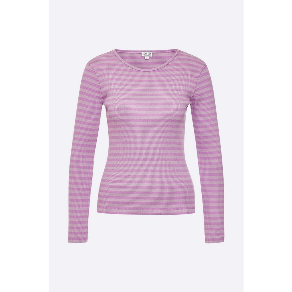 Tammo longsleeve in light purple / purple striped ribbed jersey for women