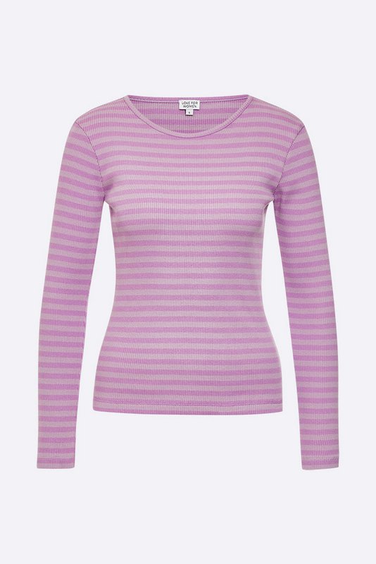 Tammo longsleeve in light purple / purple striped ribbed jersey for women