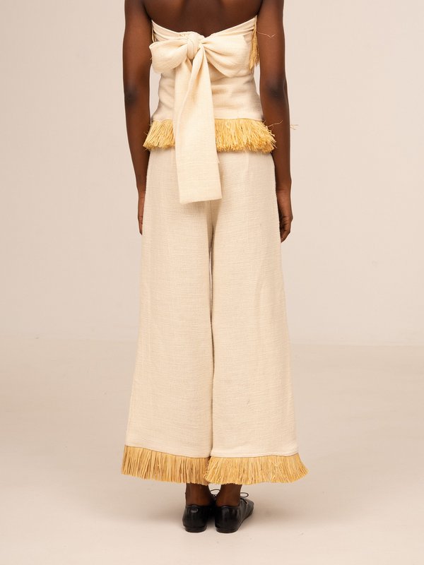 Noctis broek van stro met franjes