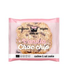 Organic vegan choc chip cookies made with cashew and oat. Soft, chewy texture with chocolate chips.