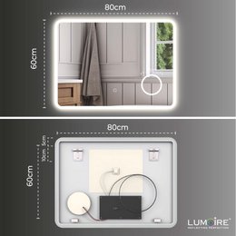 LED-spiegel Lumoire Elysium 80 cm 3x vergrootglas