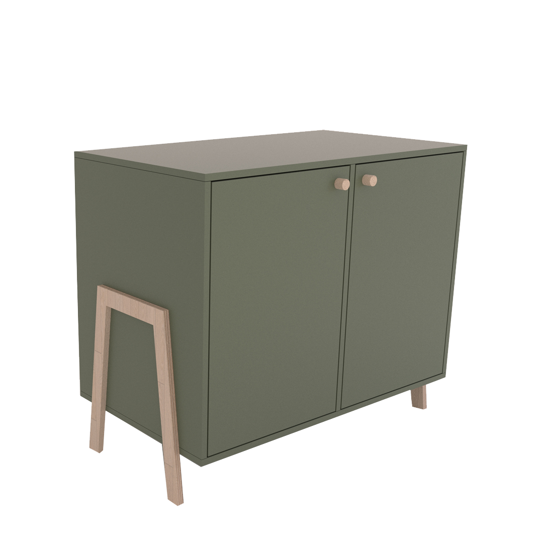 Commode Polly Basic met deurtjes - Groen