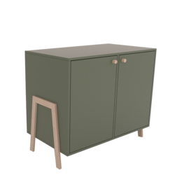 A green dresser with doors, suitable for a child's wardrobe. The dresser is available in various colors including green, white, pink, blue, and grey, and has dimensions of 108.7 x 60 x 91 cm (LxWxH).