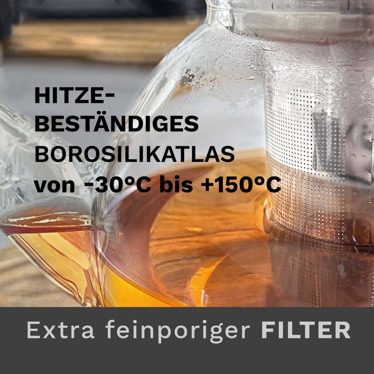 Creano Glas-Teekanne 1,6l mit Edelstahl-Sieb