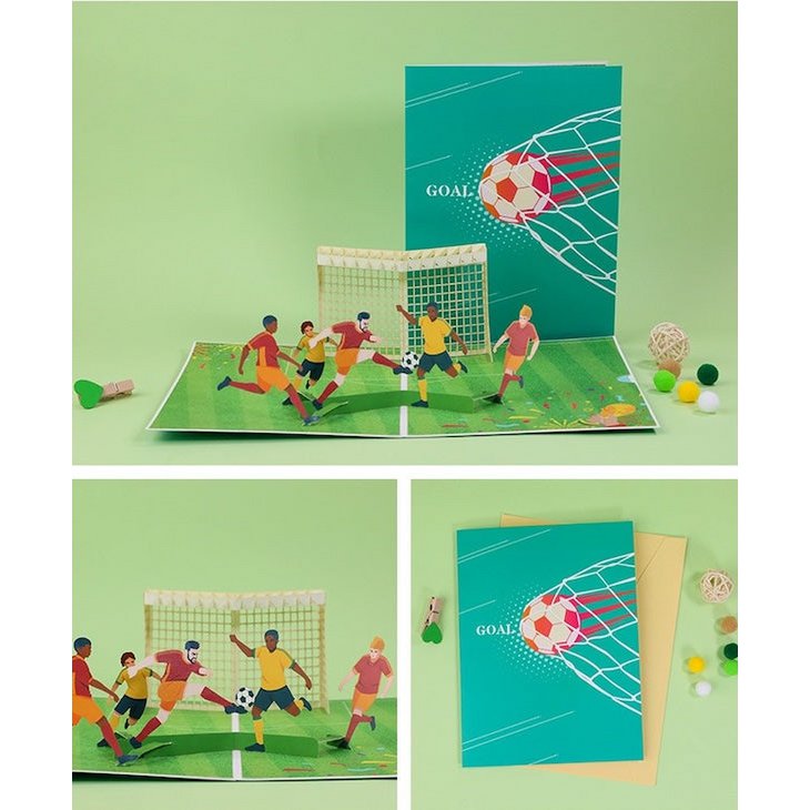 Football Goal 3D Pop-Up Card for Dad, Him & Soccer Fans