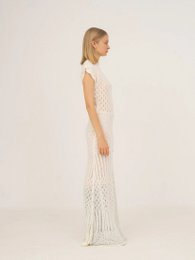 Sappy White Knit Maxi Kjole