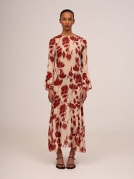 Red Jester Midi-kjole med blomstertryk