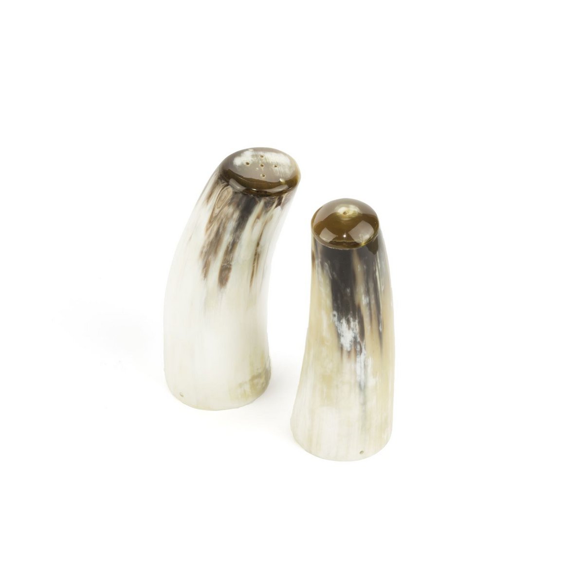 Grande salière et poivrière en corne blonde