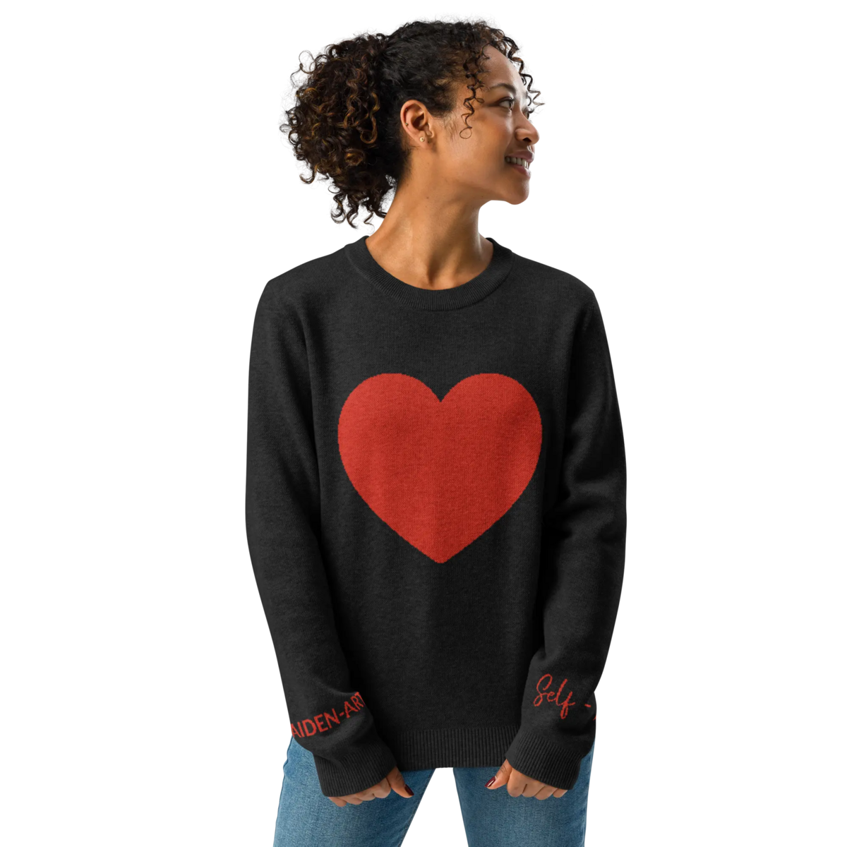Heart - Maglione girocollo lavorato a maglia NERO