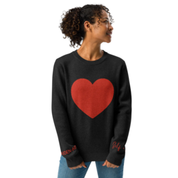 Herz – Gestrickter Rundhalspullover SCHWARZ