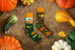 Calabazas calcetines | Calcetines de otoño con espantapájaros - calcetines casuales que no coinciden