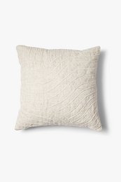 Cream-colored cushion cover made of cotton and linen, measuring 50x50 cm.