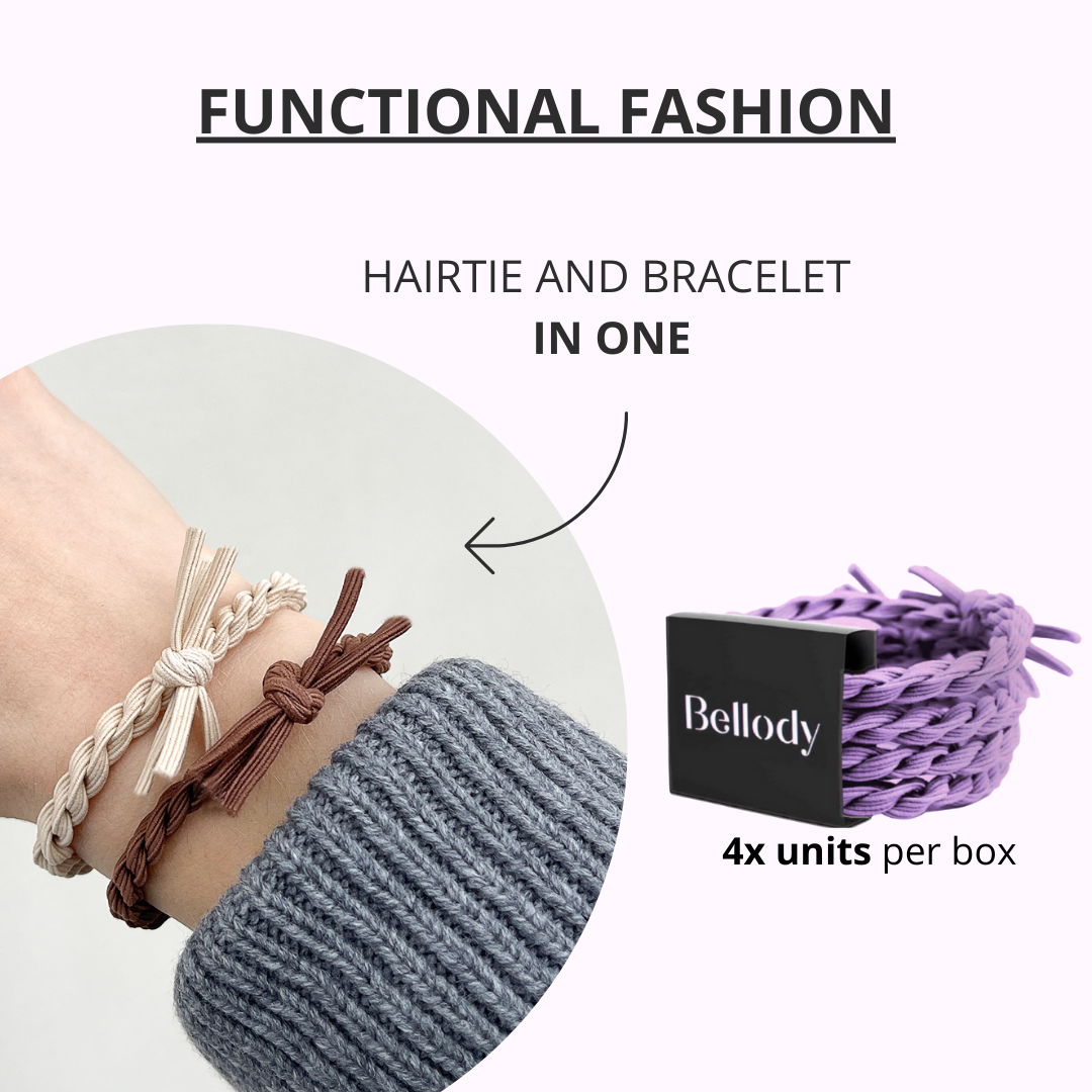 Haargummis Violett - Bellody®(4 Stk.) - Stylisch geflochtene Haargummis