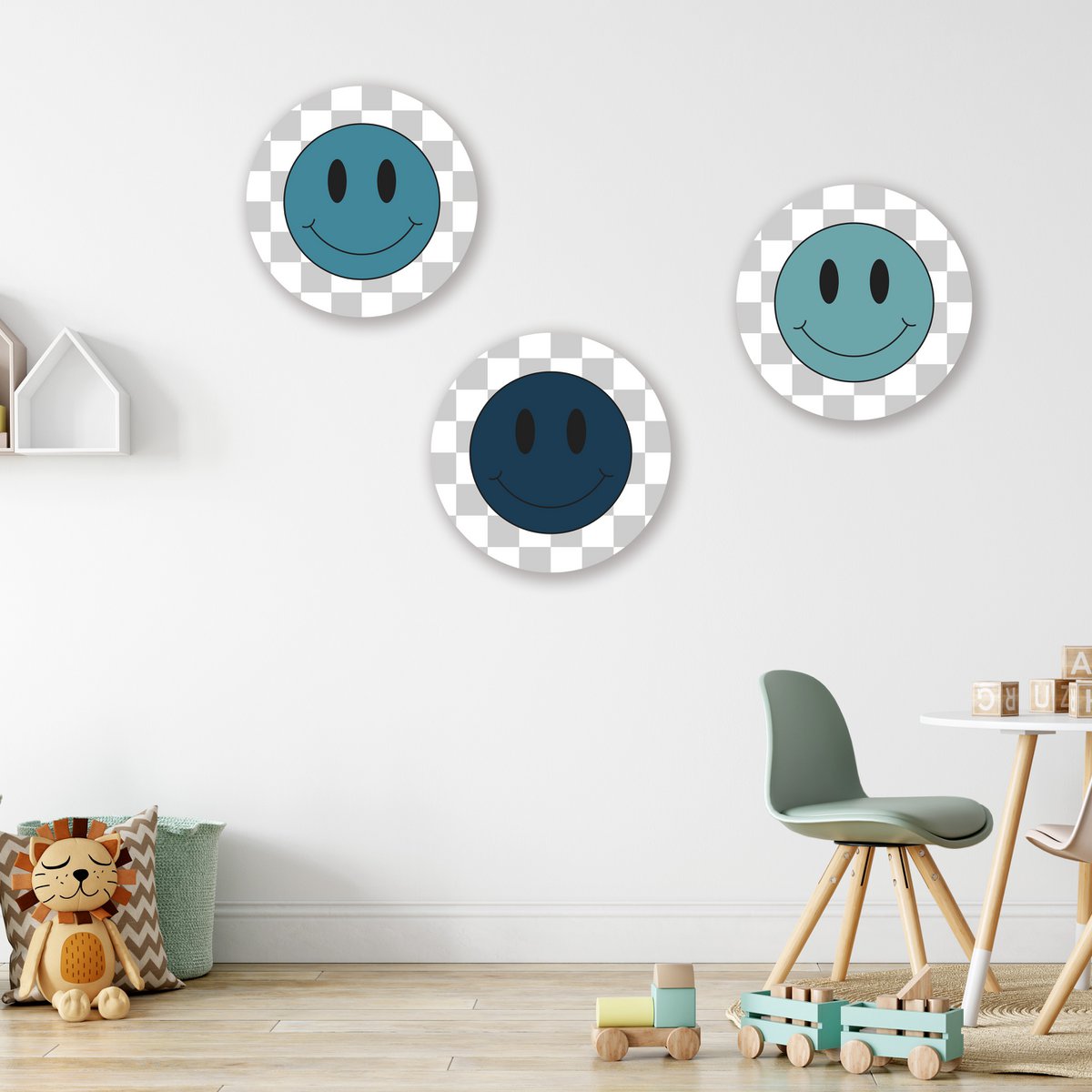 Cerchio da muro Set Smiley Blu