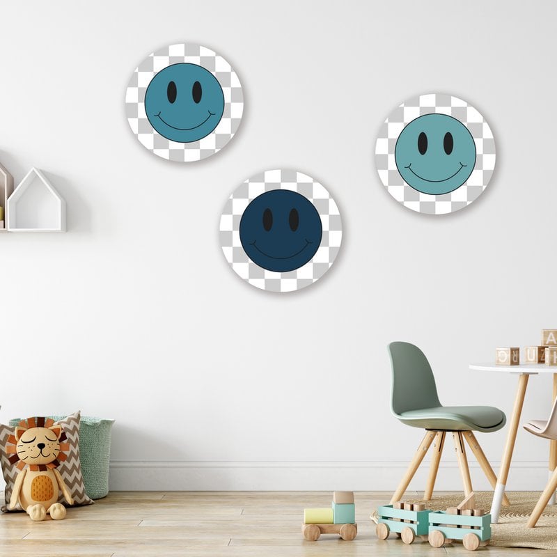 Muurcirkel Set Smiley's Blauw