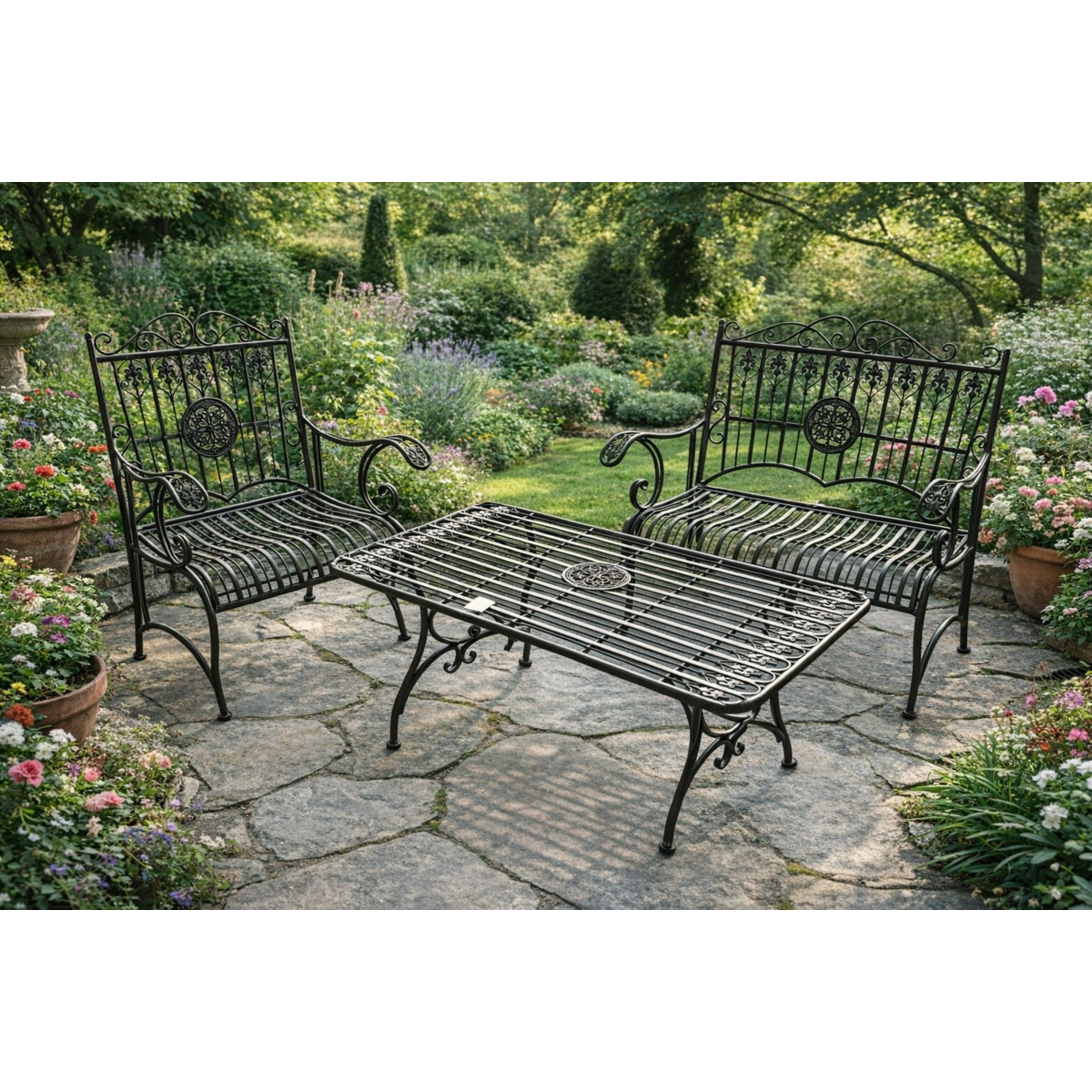 English Green Smoke table in iron 106x60xH56 cm - for Garden and Outdoor