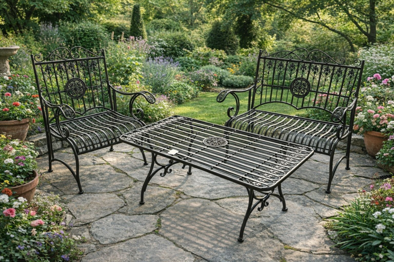 English Green Smoke table in iron 106x60xH56 cm - for Garden and Outdoor