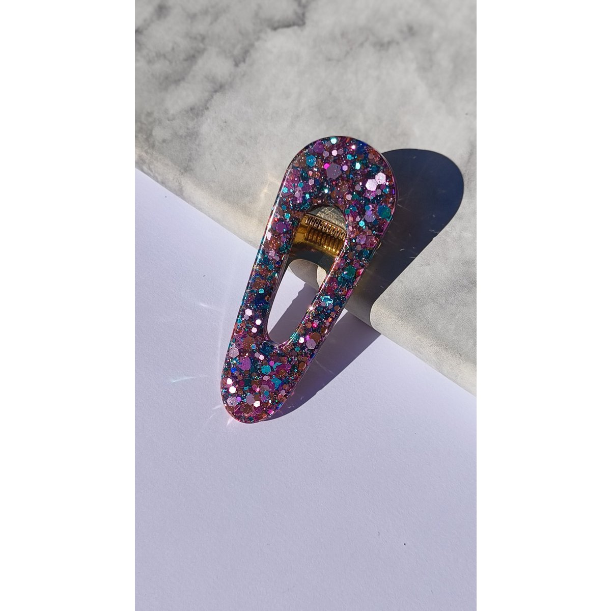 ⋒ pacchetto di clip per capelli in resina - farfalla glitter (8 articoli) ⋒
