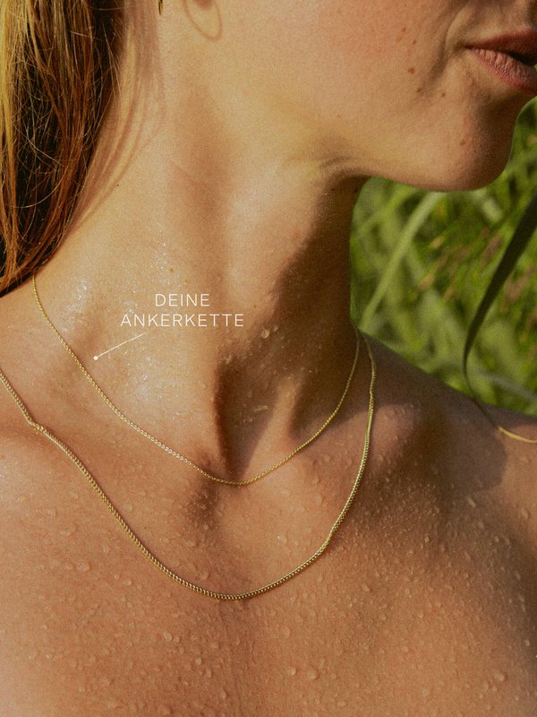 Chaîne d'ancre DELICATE Dainty en or véritable 14 carats plaqué diamant