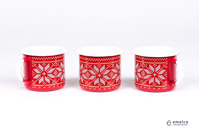0,35l Red Enamel Coffee Mug | Christmas