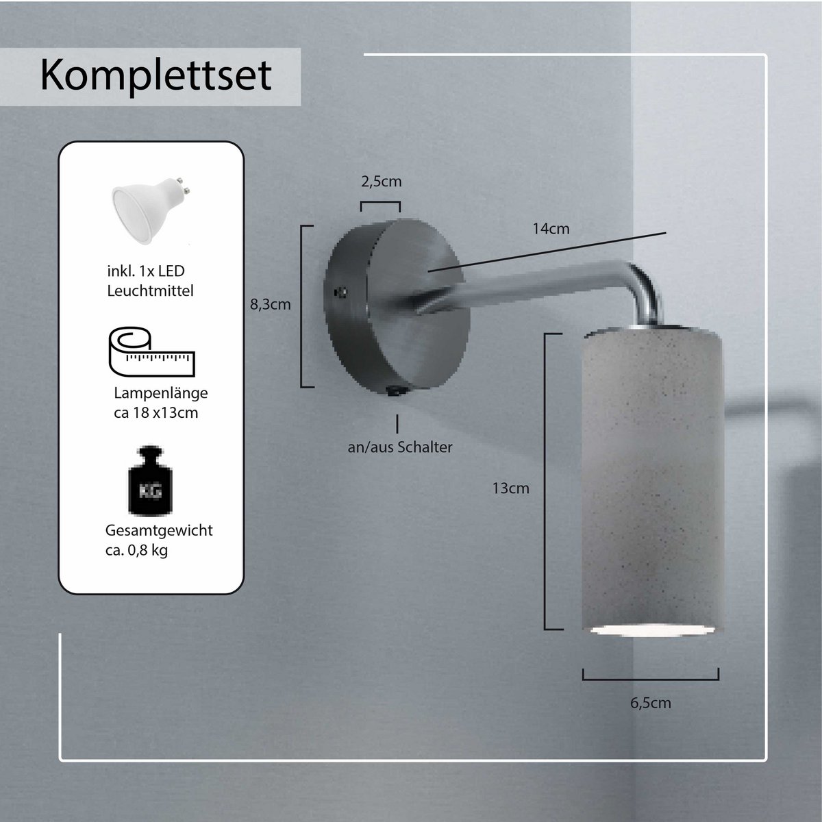 Applique Betoniq "Donoma 90" 1 lampe