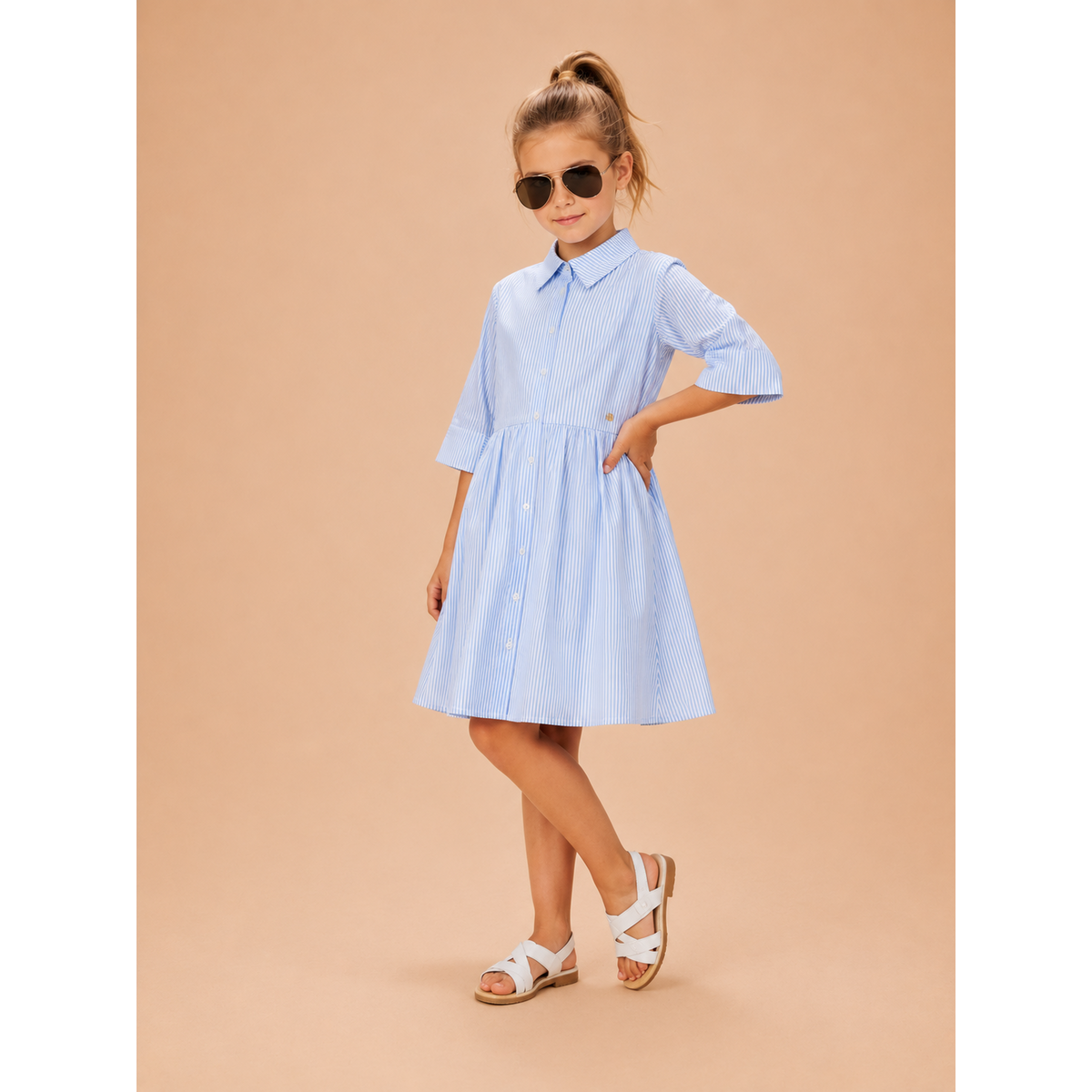 Meisjes Jurk "Starlight Blue" (Cotton Paper Touch Poplin)