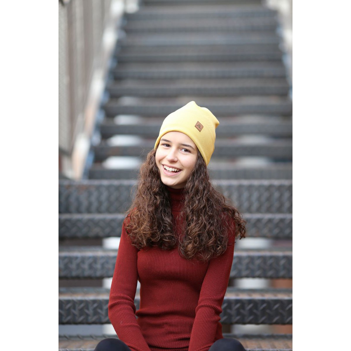Gorro de primavera RIB - algodón - MOSTAZA