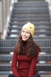 Gorro de primavera RIB - algodón - MOSTAZA