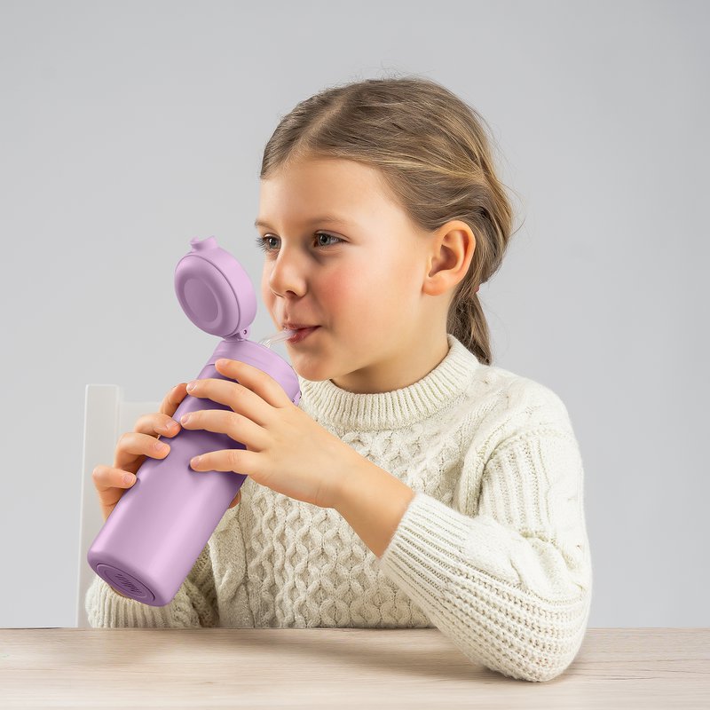 Drikkeflaske til børn med sugerør 350ml, lilla