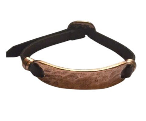 Kupferarmband mit zentraler Platte und verstellbarer Schnalle – braun für Gesundheit und Wohlbefinden