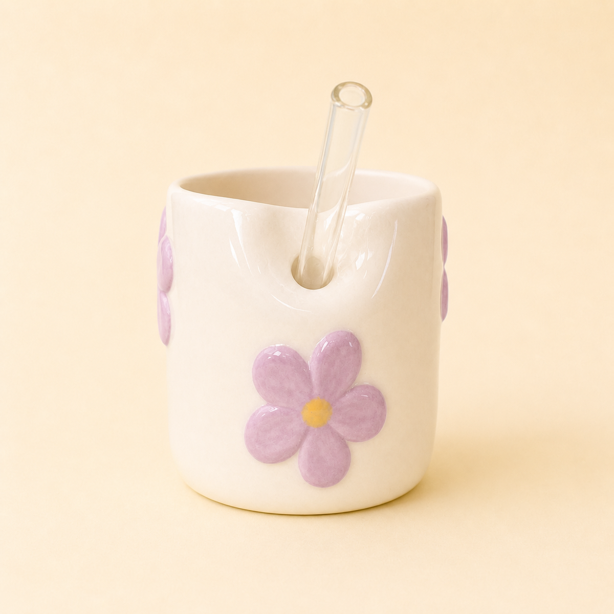 Blomma Keramiktasse – handgemachtes Blumenrelief – 240 ml