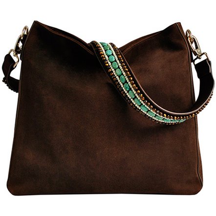 BOHO IBIZA BAG - Bandolera Tiger Turquesa (70cm) + Bolso de ante (Cocoa)