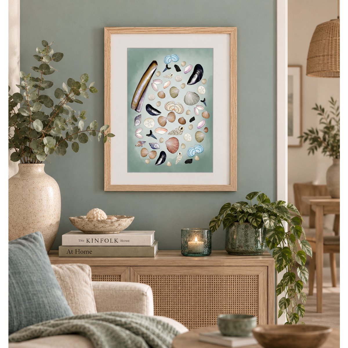 Zeeland souvenir | Zeeland | Shells | Zeeland coast | Framed print | A4