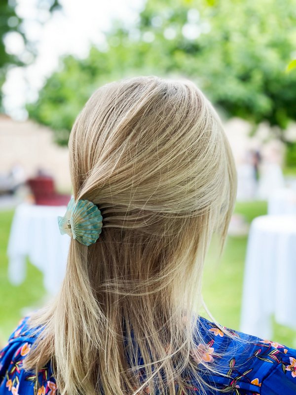 Haarclip schelpvorm groen