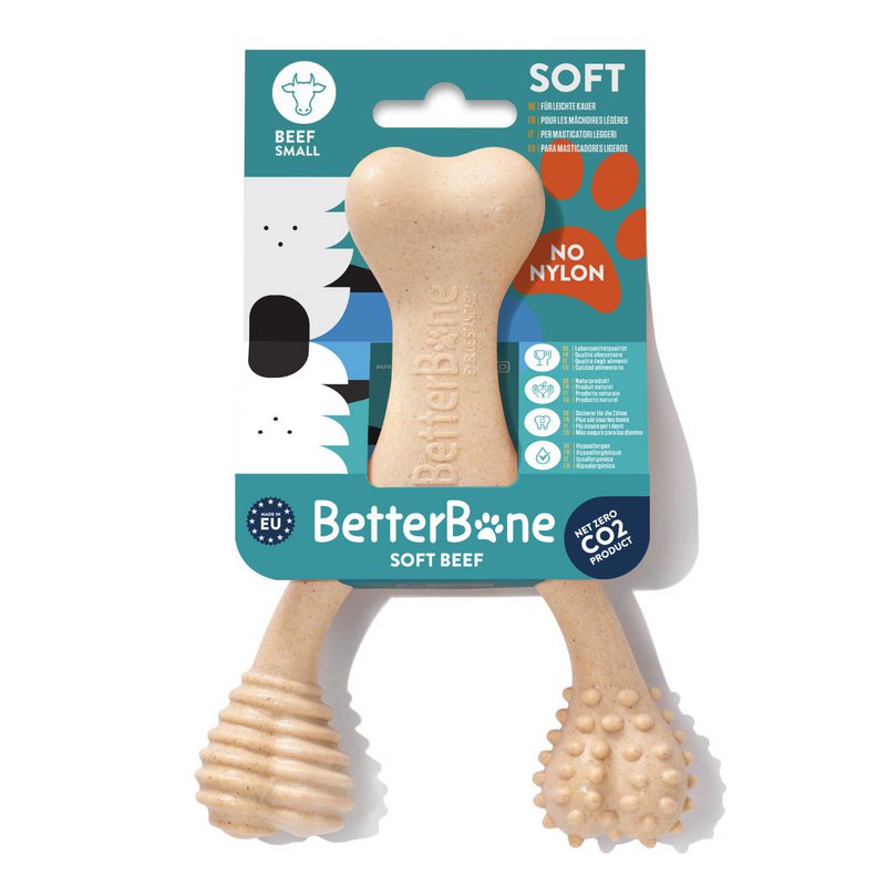 BetterBone Dogs Tewing Bones - Lille blød oksekød (uden nylon, CO2 neutralt lavet i Europa)