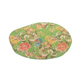  Set of 4 oval placemats in a vibrant floral pattern with shades of green, pink, and blue. The placemats feature a textured surface and are suitable for everyday use.