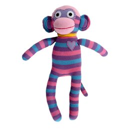 Kuscheltier Sockenaffe Midi Streifen rosa/lila