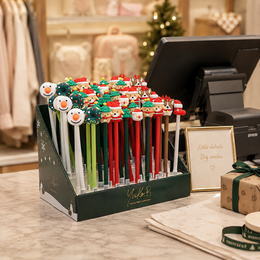 Display of 60 Christmas pens