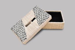 Cubierta de caja de pañuelos | Jacquard de algodón tejido a mano | 24x14cm