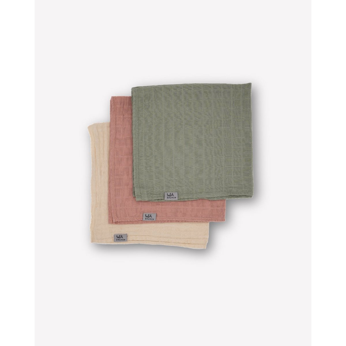 Mulltuch Bio-Baumwolle 120x120 cm • einfarbige Mulltücher • 3er-Set • Rosa/Salbeigrün/Cremeweiß