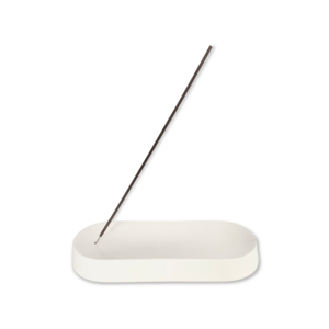 Incense holder - ceramic - white - oval - 22 x 9 x 3 cm