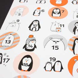 Klistermærke adventskalender isbjørne og pingviner